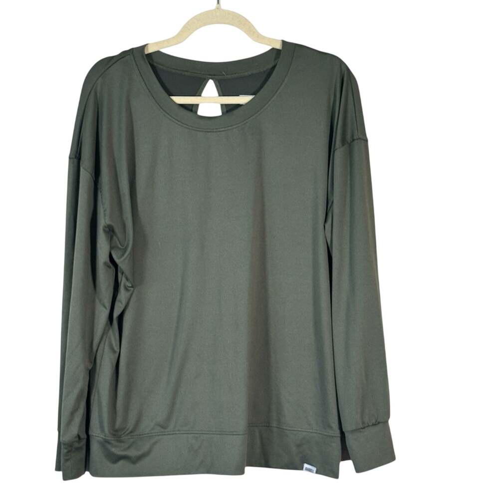 Barbell Green Long Sleeve Tee Shirt Womens L Athletic Workout Gym Casual Blouse